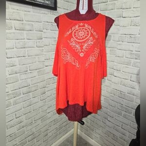 Xhilaration Burnt Orange Cold Shoulder Red Top Size 1X